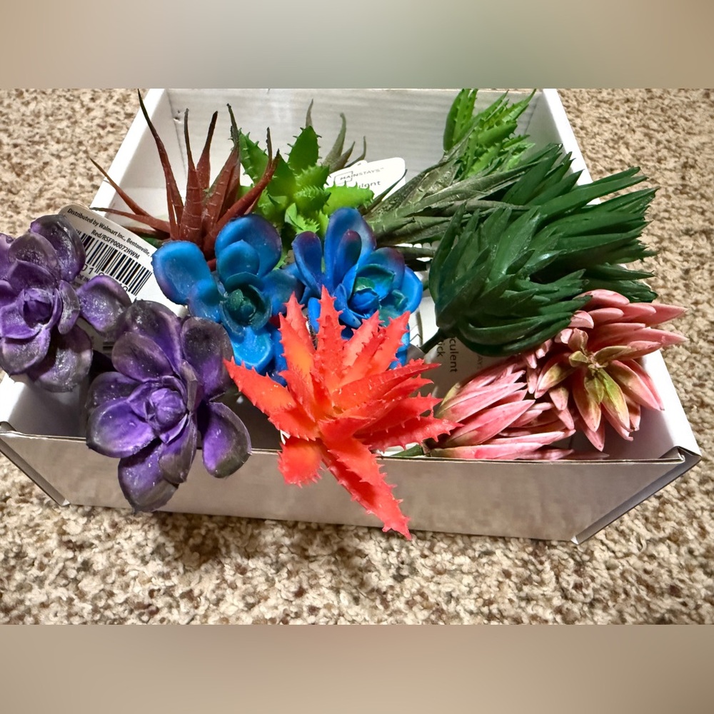 Mainstays Faux Succulent Picks 25 Pack  Colorful Plants 4 Inch